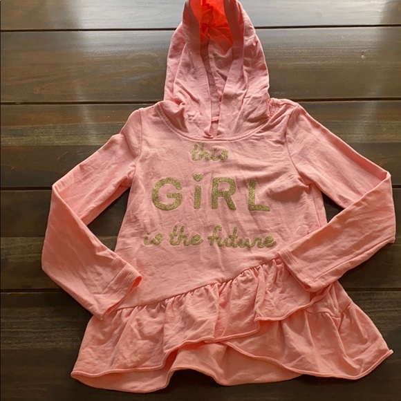 Carter's Other - Girls Pink/Gold Glitter Hoodie w/Ruffle Trim